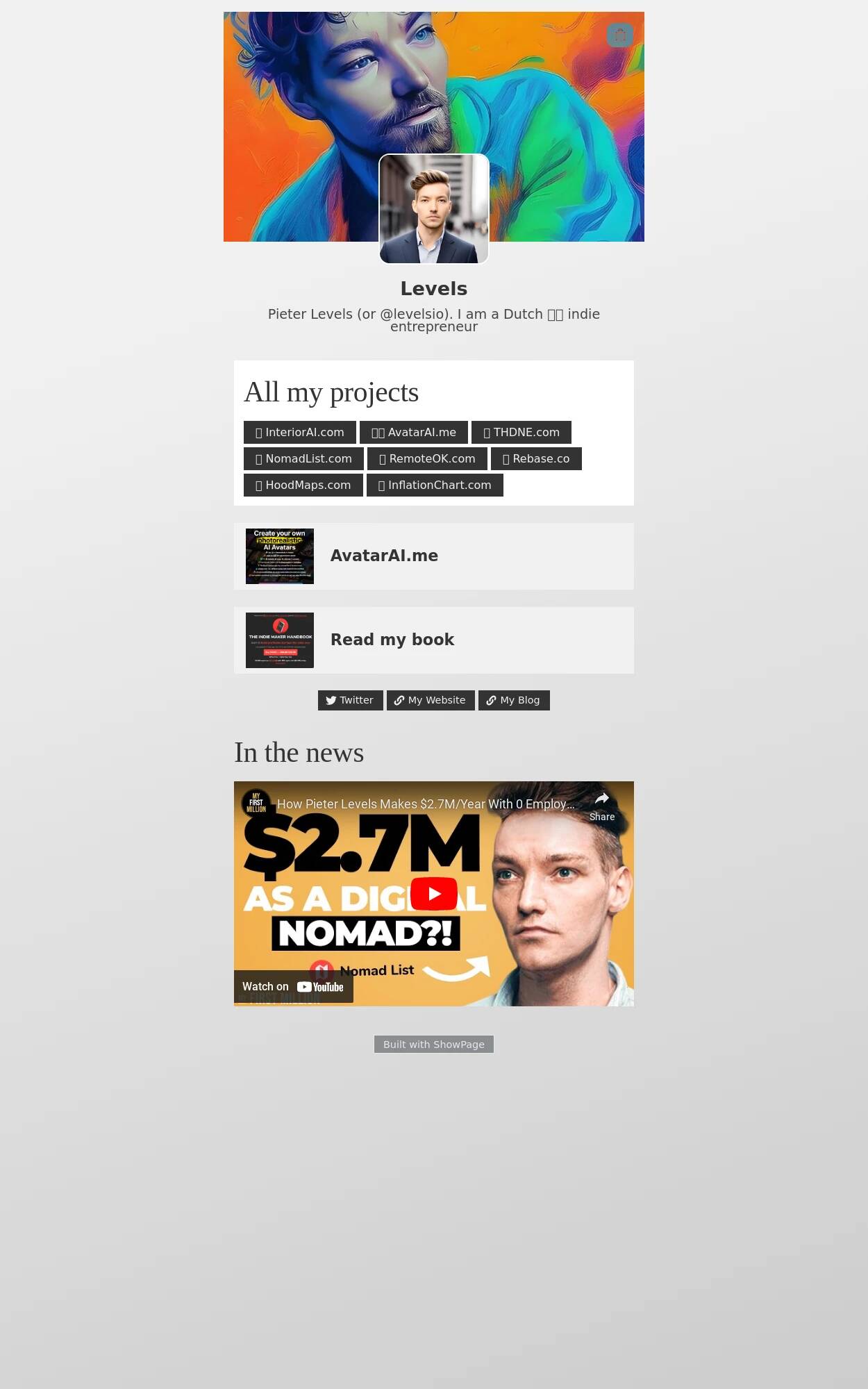 Levels Page Pieter Levels (or levelsio). I am a Dutch 🇳🇱 indie